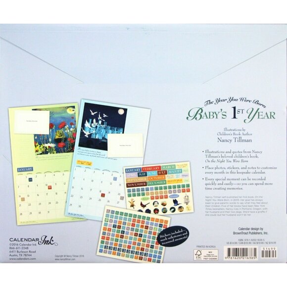 Baby's First Year Calendar Nancy Tillman 10" x 12" Undated - Picture 2 of 2